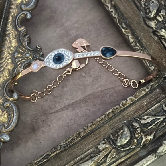 SWAROVSKI • Rose Gold Symbolica Bangle Evil Eye Bracelet - Picture 10 of 10